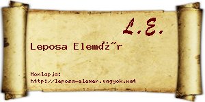 Leposa Elemér névjegykártya